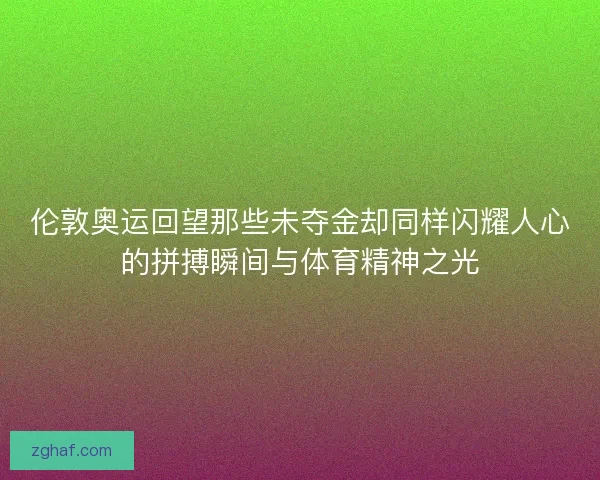 伦敦奥运回望那些未夺金却同样闪耀人心的拼搏瞬间与体育精神之光