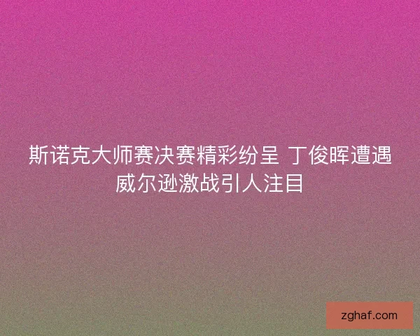 斯诺克大师赛决赛精彩纷呈 丁俊晖遭遇威尔逊激战引人注目
