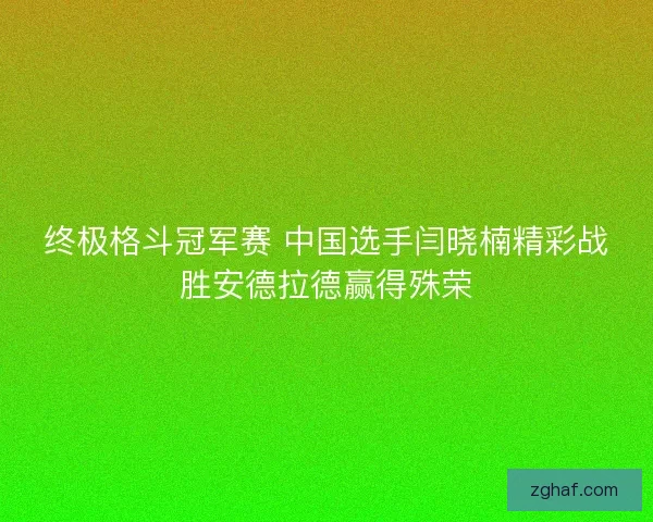 终极格斗冠军赛 中国选手闫晓楠精彩战胜安德拉德赢得殊荣